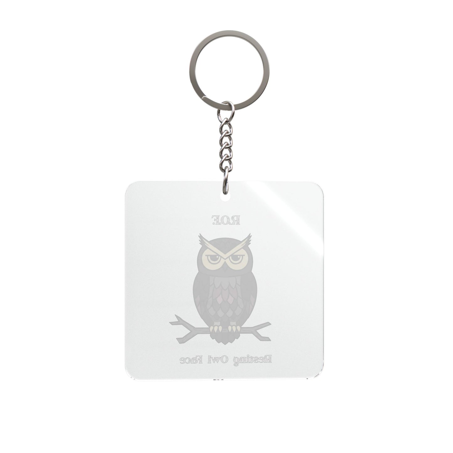 Resting Owl Face Keychain | Square Keychain, Owl