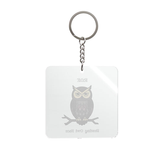 Resting Owl Face Keychain | Square Keychain, Owl