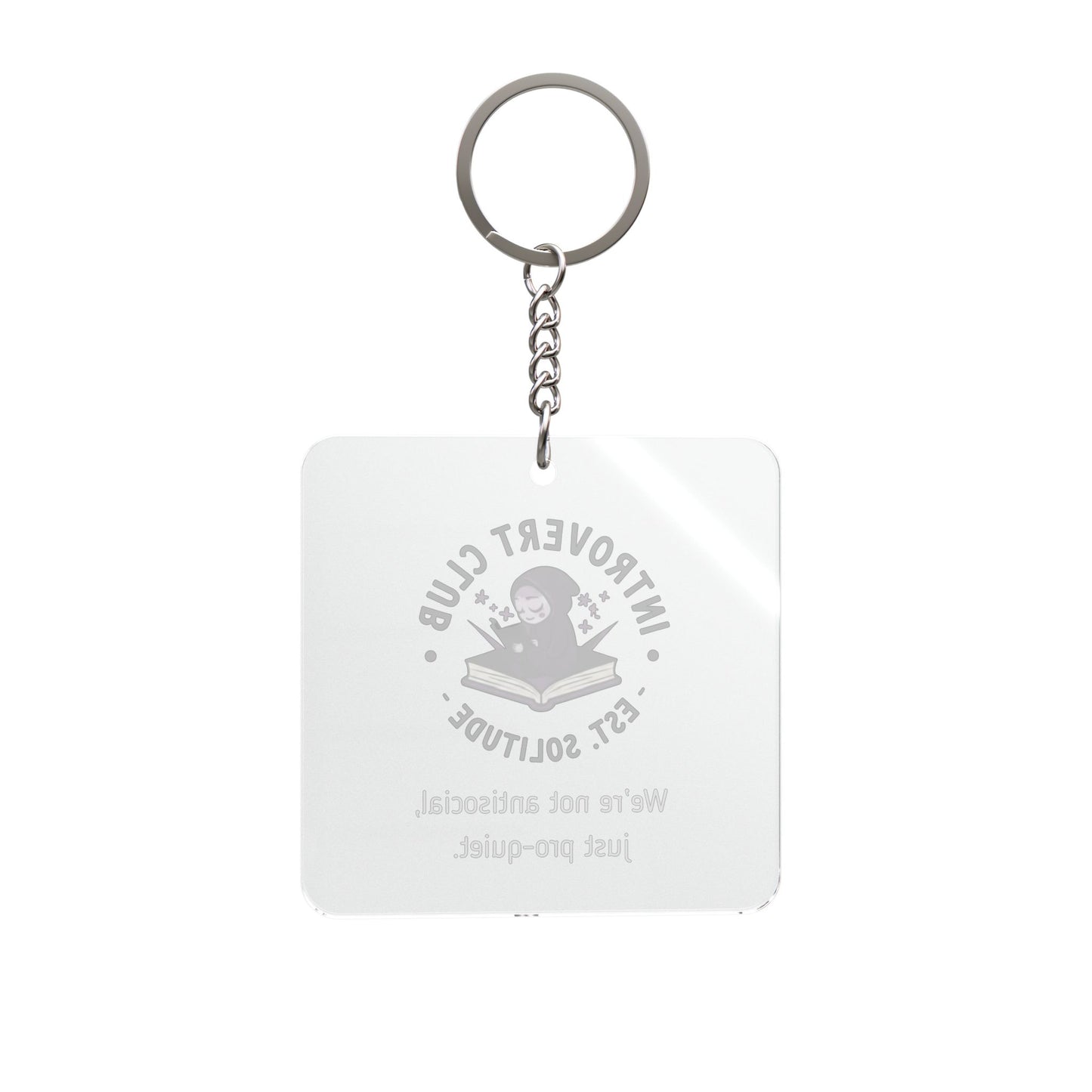 Introvert Club Est. Solitude Keychain | Square Keychain, Funny Introvert Quote