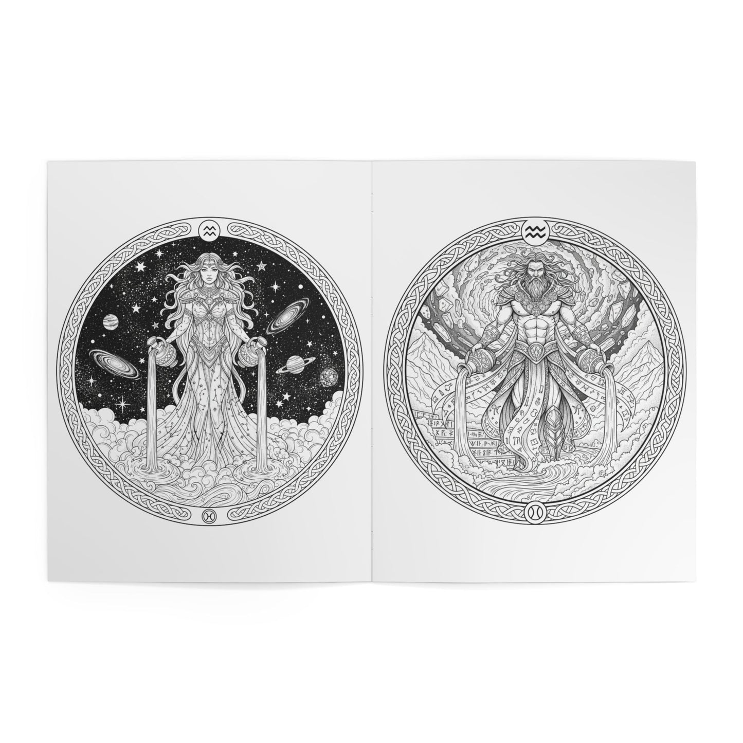 Celestial Zodiacs Coloring Book | Dark Fantasy Astrology Illustrations