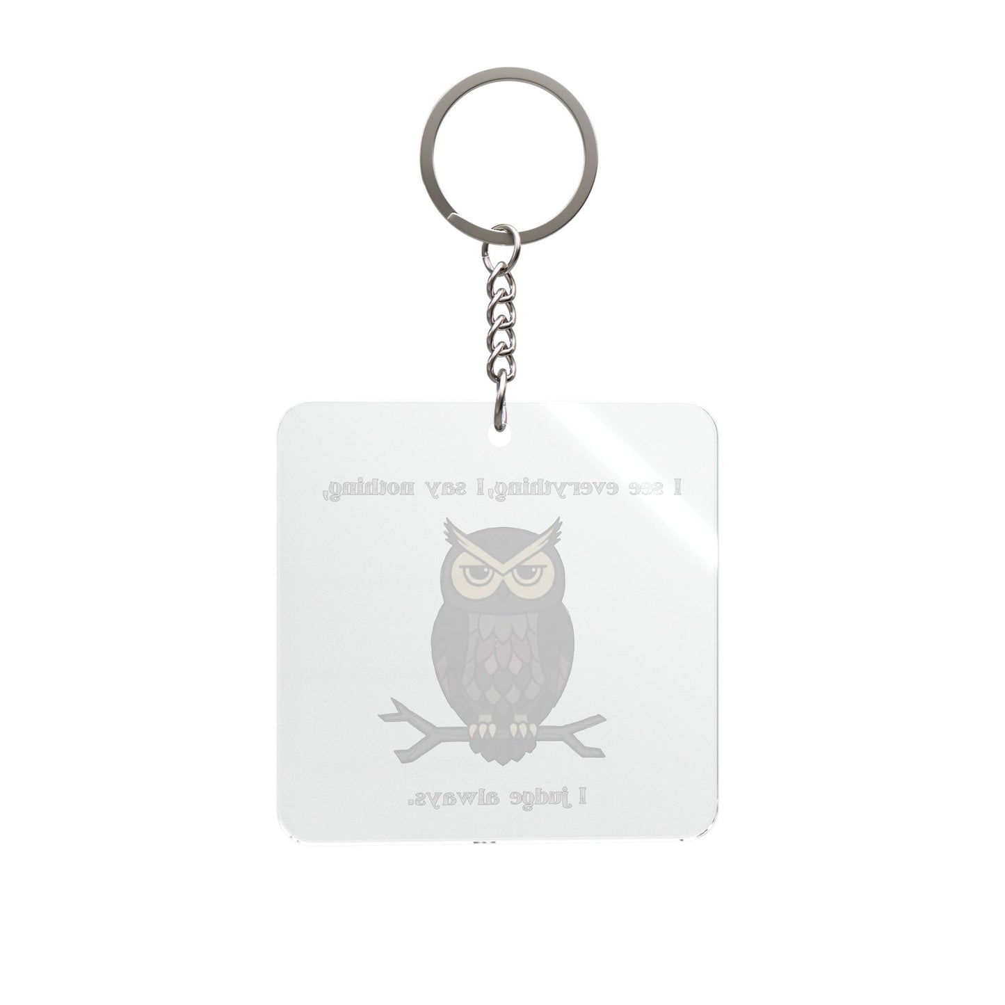 I Judge Always Owl Keychain | Square Keychain, Owl