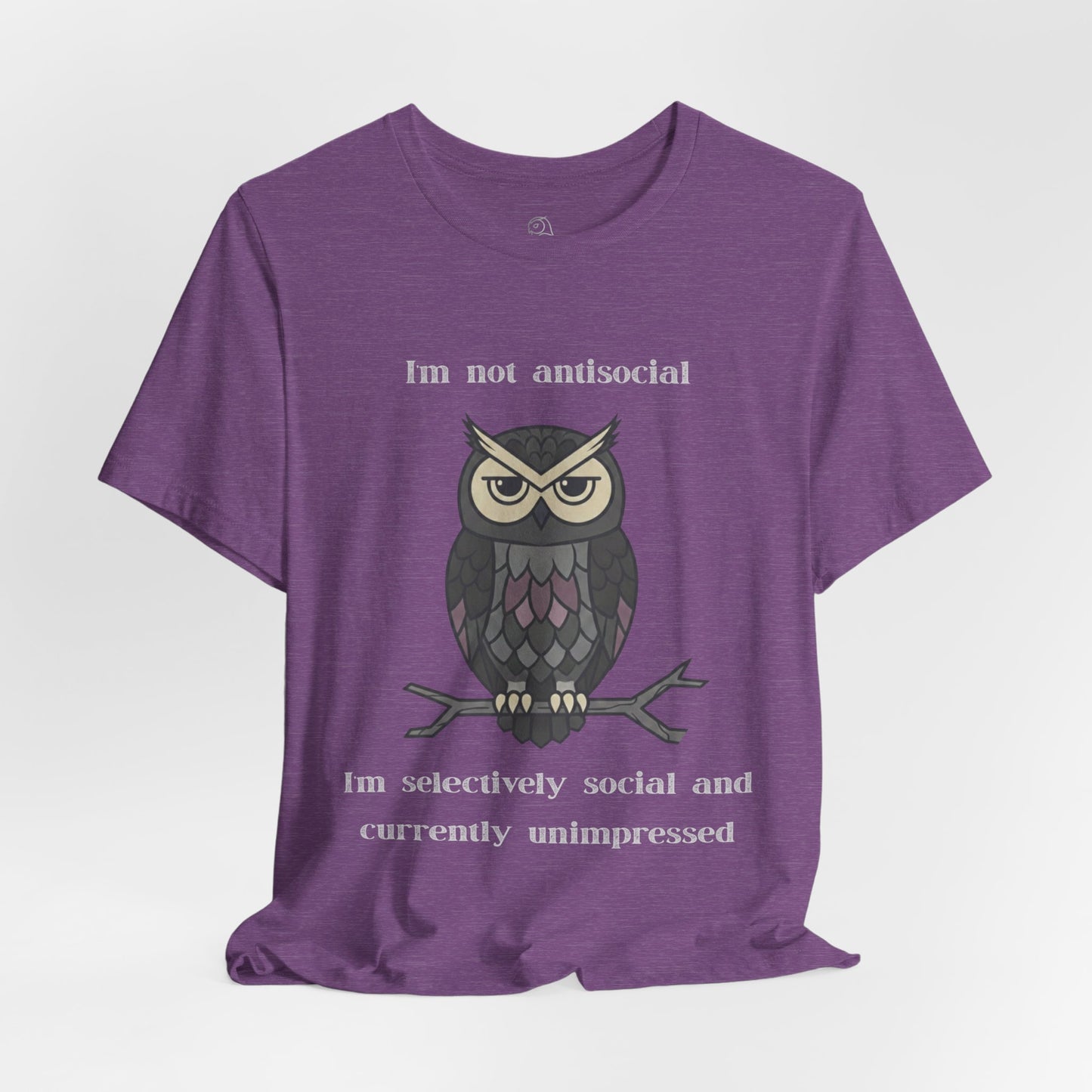 Selectively Social Owl T-Shirt | Sarcastic Quote, Owl Tee