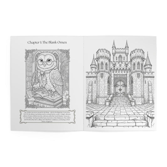 Midnight Archive Theft Mystery Coloring Book | Solve Mystery Coloring Book, Stress Relief, Anxiety Relief, Calming