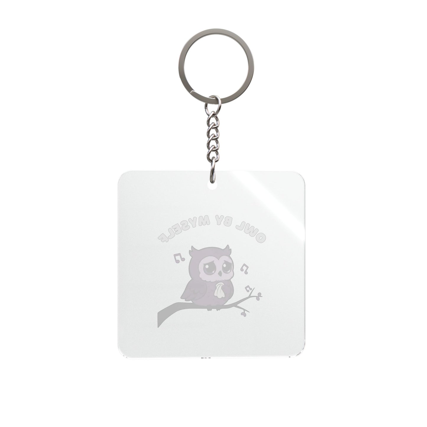 Owl By Myself Keychain | Square Keychain, Owl