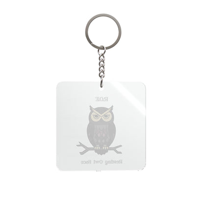 Resting Owl Face Keychain | Square Keychain, Owl