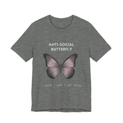 Anti-Social Butterfly tee | Butterfly Illustration Shirt, Graphic Tee
