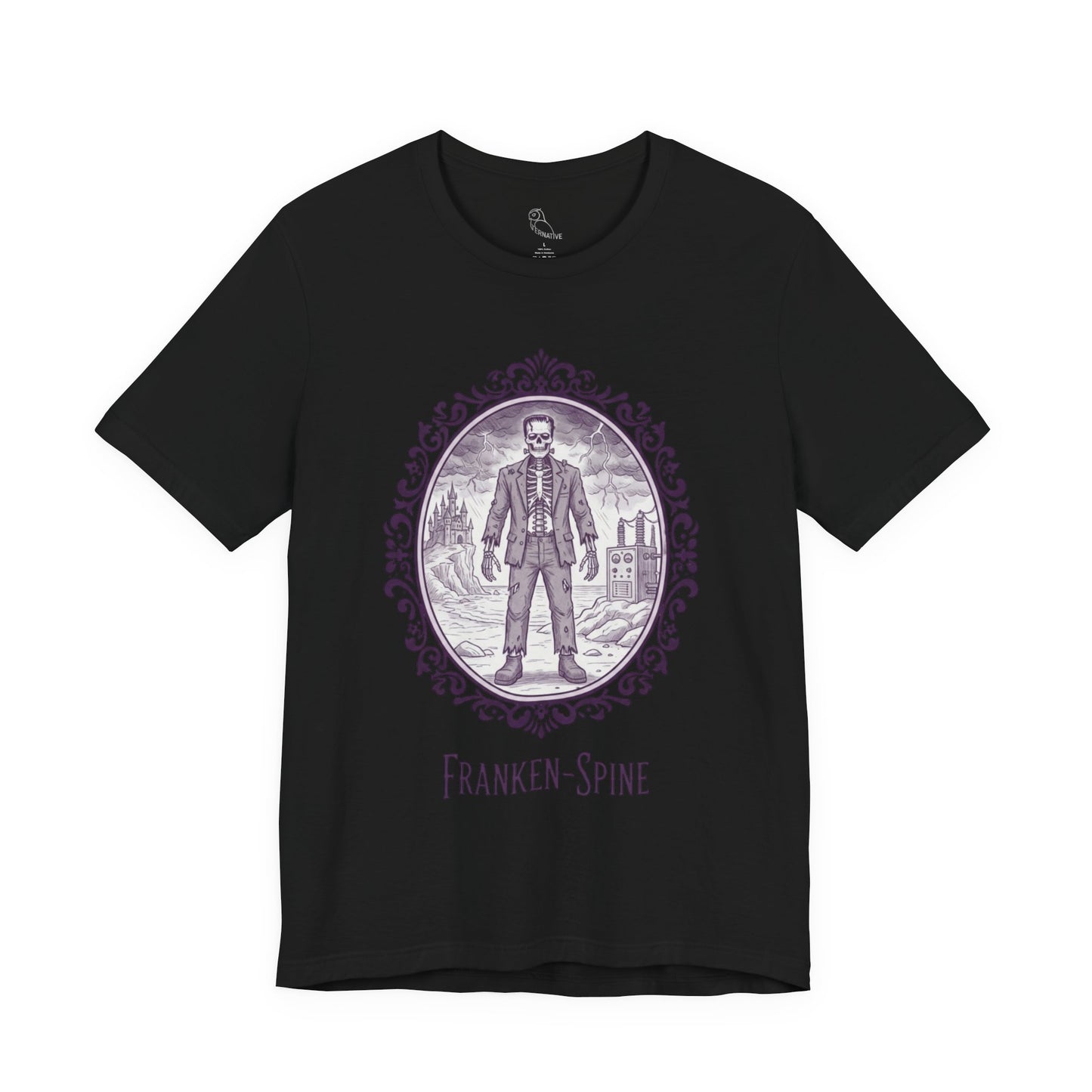 Franken-spine T-Shirt | Gothic Historical Tee, Skeleton Illustration