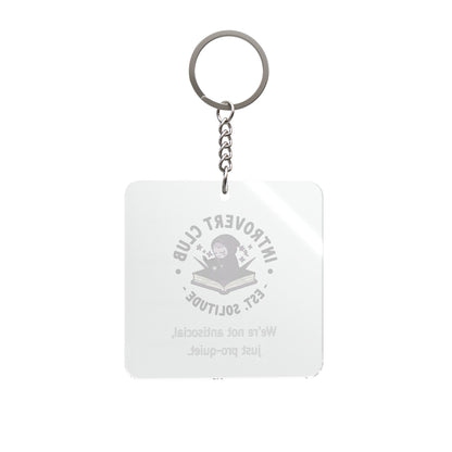 Introvert Club Est. Solitude Keychain | Square Keychain, Funny Introvert Quote