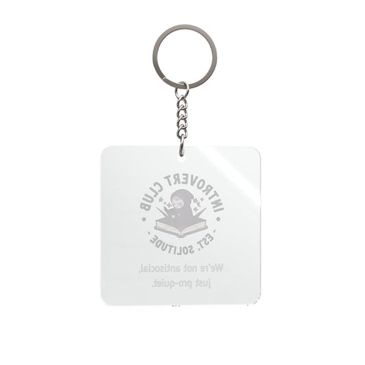 Introvert Club Est. Solitude Keychain | Square Keychain, Funny Introvert Quote
