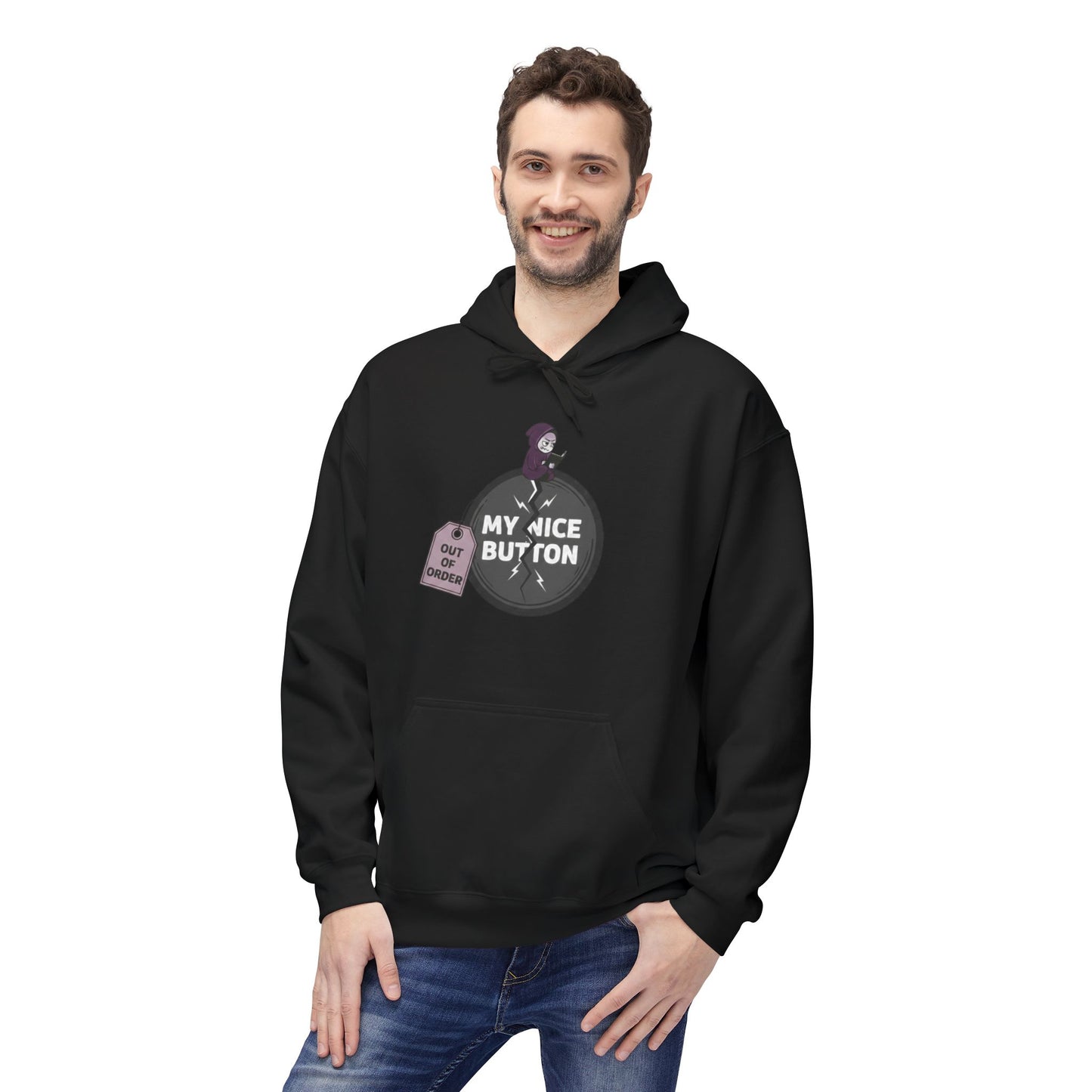 My Nice Button Is Broken  | Introvert Graphic Hoodie
