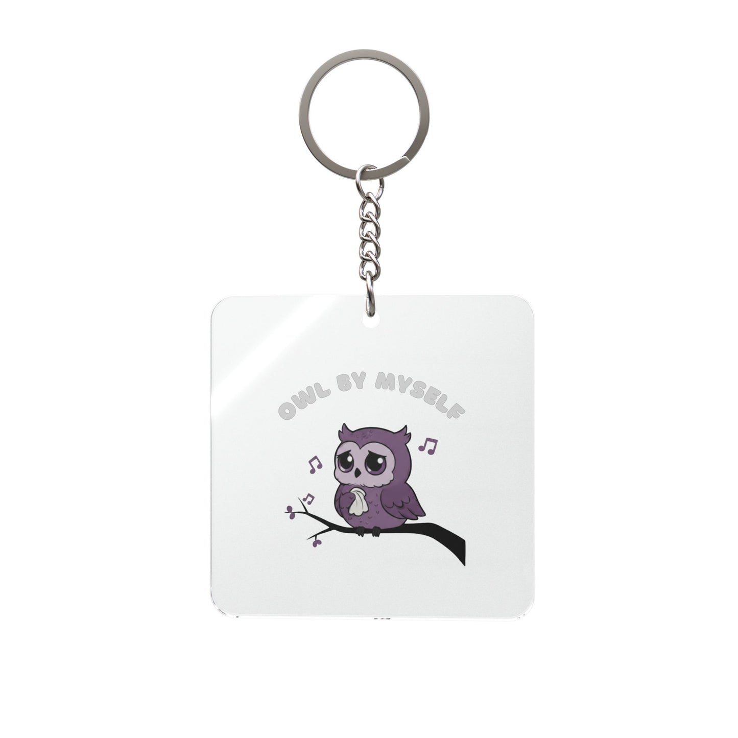 Owl By Myself Keychain | Square Keychain, Owl
