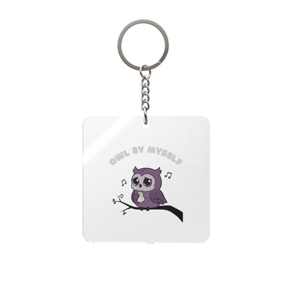 Owl By Myself Keychain | Square Keychain, Owl