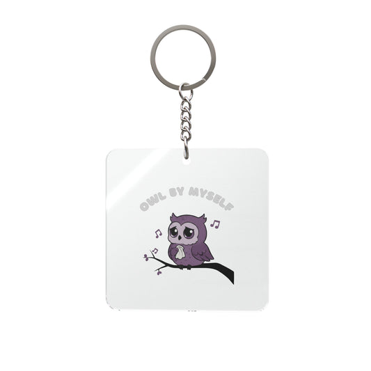 Owl By Myself Keychain | Square Keychain, Owl