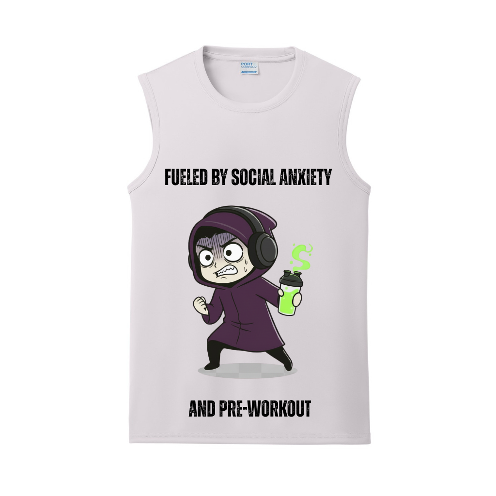 Fueled By Social Anxiety & Pre-Workout Gym Tank | Introvert and Antisocial Apparel