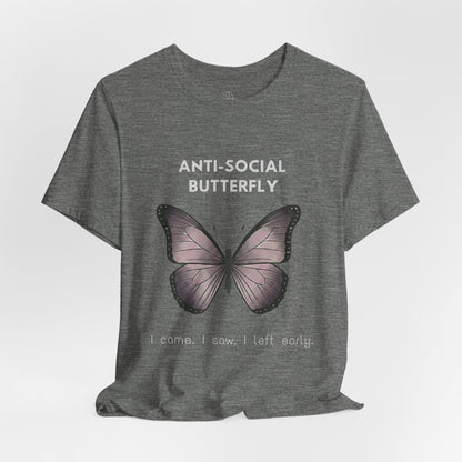 Anti-Social Butterfly tee | Butterfly Illustration Shirt, Graphic Tee