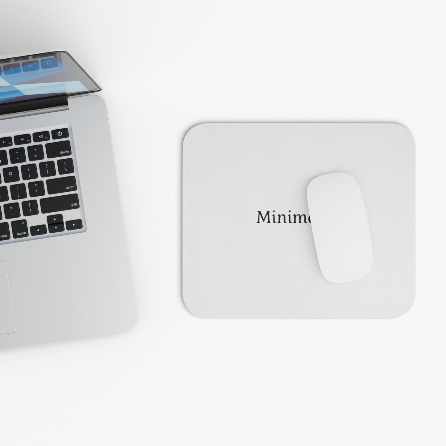 White Minimalist. mouse pad | Rectangle desk mousepad, simple typography