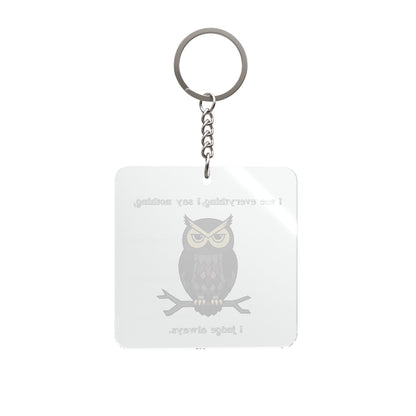 I Judge Always Owl Keychain | Square Keychain, Owl