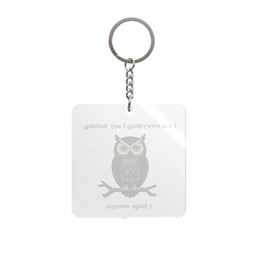 I Judge Always Owl Keychain | Square Keychain, Owl