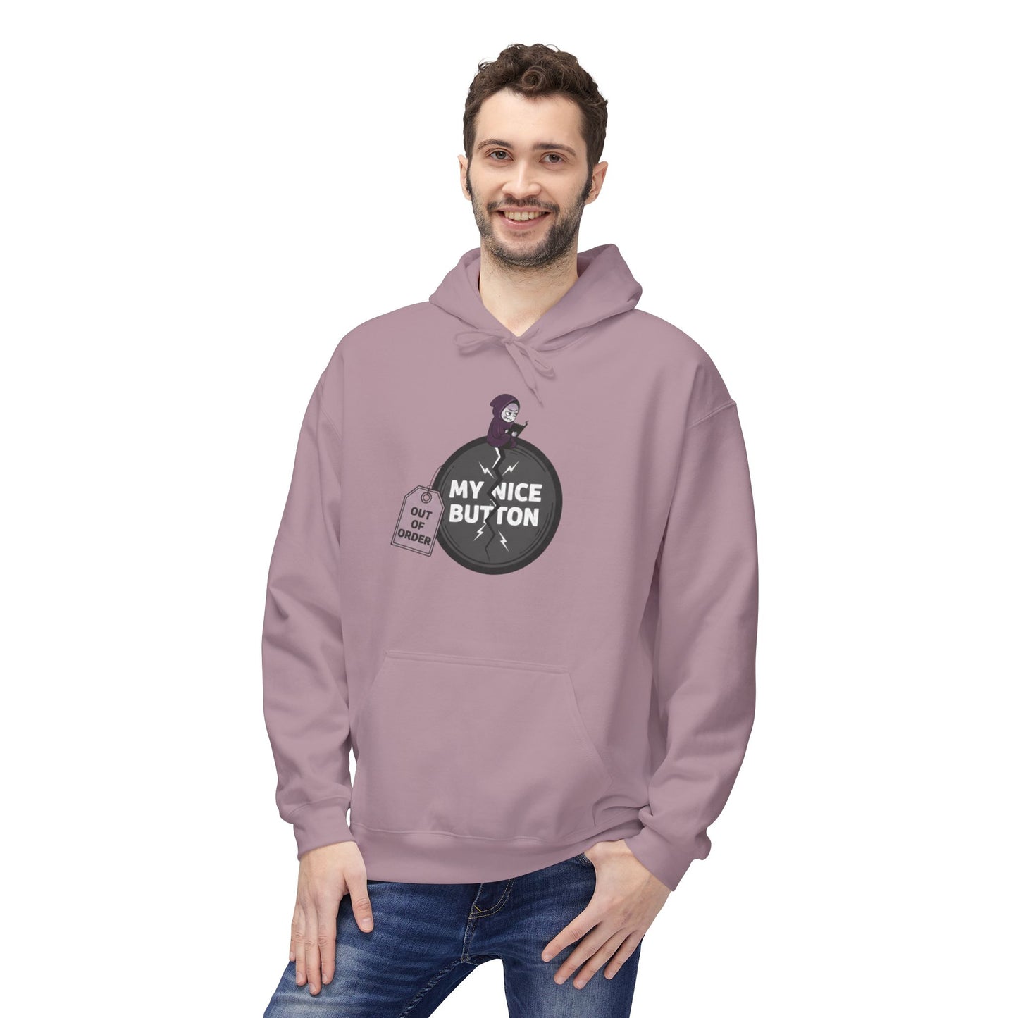 My Nice Button Is Broken  | Introvert Graphic Hoodie