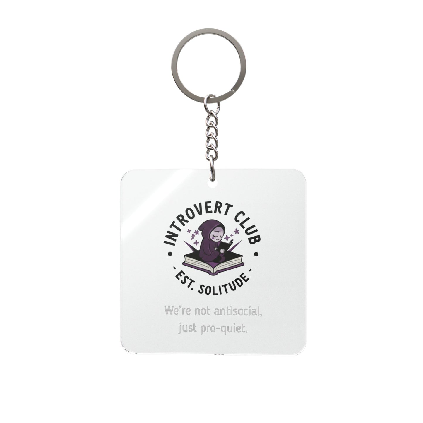 Introvert Club Est. Solitude Keychain | Square Keychain, Funny Introvert Quote