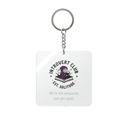 Introvert Club Est. Solitude Keychain | Square Keychain, Funny Introvert Quote