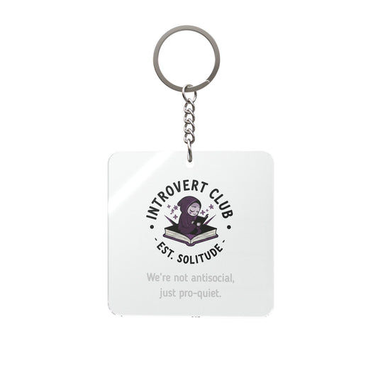 Introvert Club Est. Solitude Keychain | Square Keychain, Funny Introvert Quote