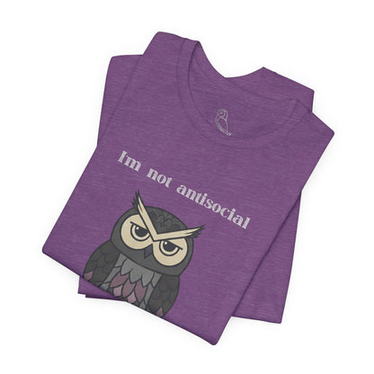 Selectively Social Owl T-Shirt | Sarcastic Quote, Owl Tee