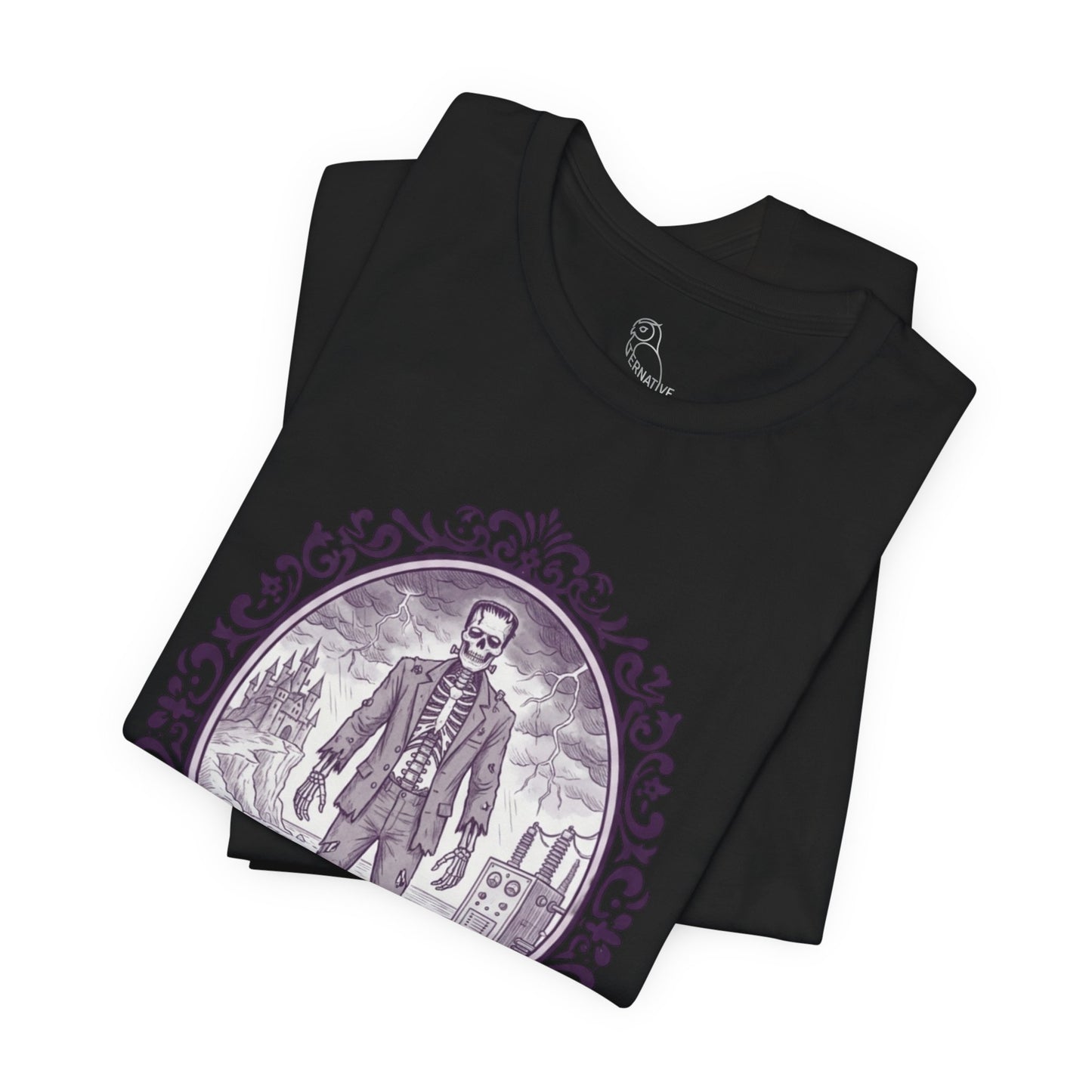 Franken-spine T-Shirt | Gothic Historical Tee, Skeleton Illustration
