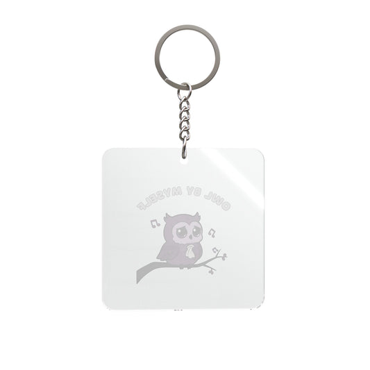 Owl By Myself Keychain | Square Keychain, Owl